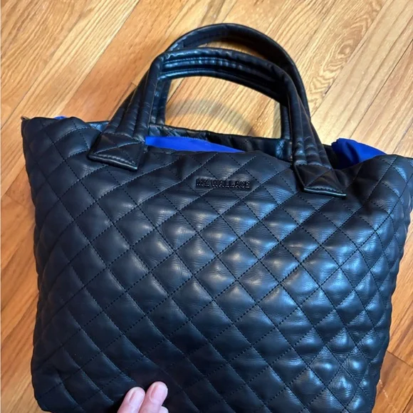 EUC, barely used MZ Wallace Black Leather Quilted Small Metro Deluxe Tote - Picture 3 of 14